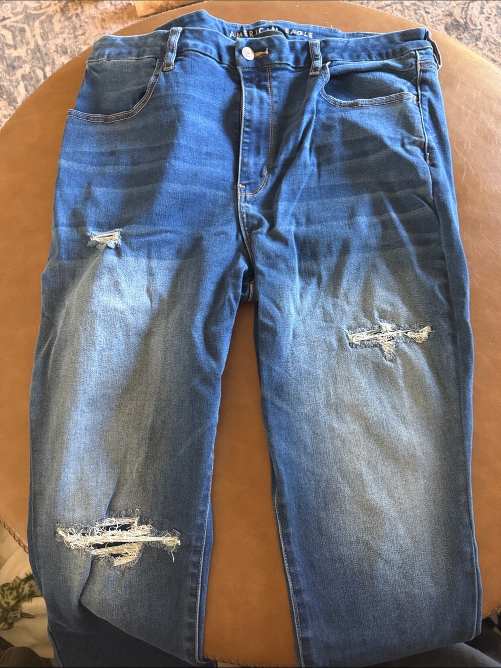 American Eagle Outfitters Distressed Blue Skinny Jeans